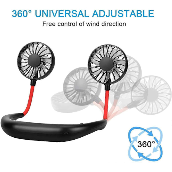 Kaulatuuletin, Ladattava Kannettava Mini USB-tuuletin, 3 Nopeutta 360 Astetta Säädettävä