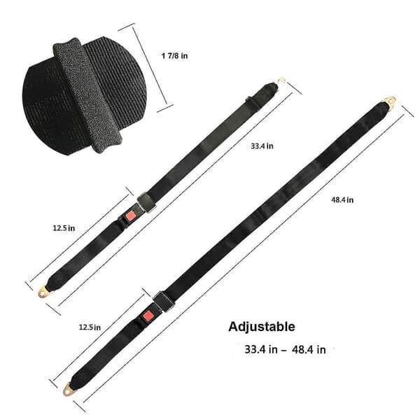 2-pack Universal Sittbälte för Knä, 2-punkts Justerbart Säkerhetsbälte för Gokart, Golfbil