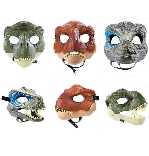 Halloween-dinosaurusnaamio, lateksi, harmaa/sininen