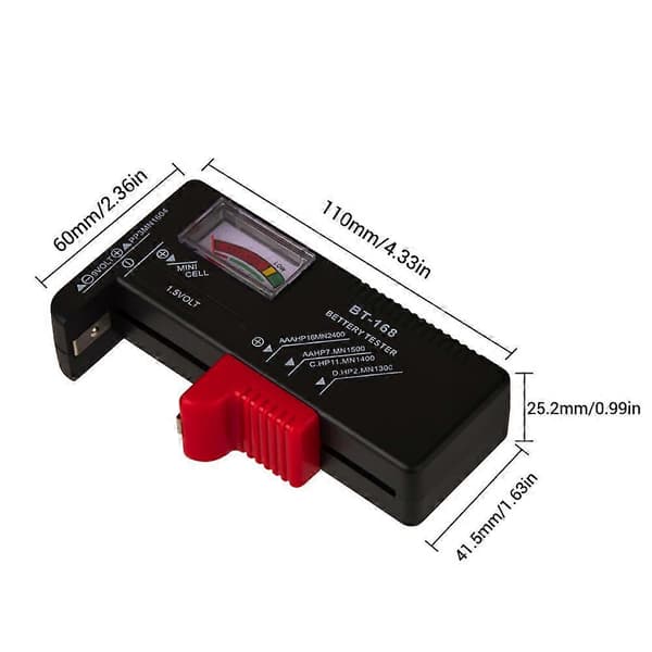 Batteritester Digital Kontrol Universal Til A Aaa C D 9v 1.5v Cellebatterier