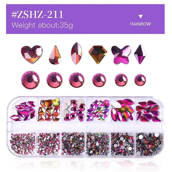 Rhinestones til negle sæt multi former gradient farve rund hjerte flatback