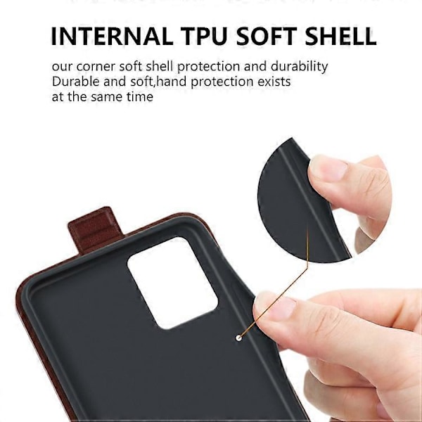 Telefondeksel Kompatibelt For Motorola Moto G54 5G Vertikal Flip Telefon Shell Crazy Horse Tekstur Cover Brown