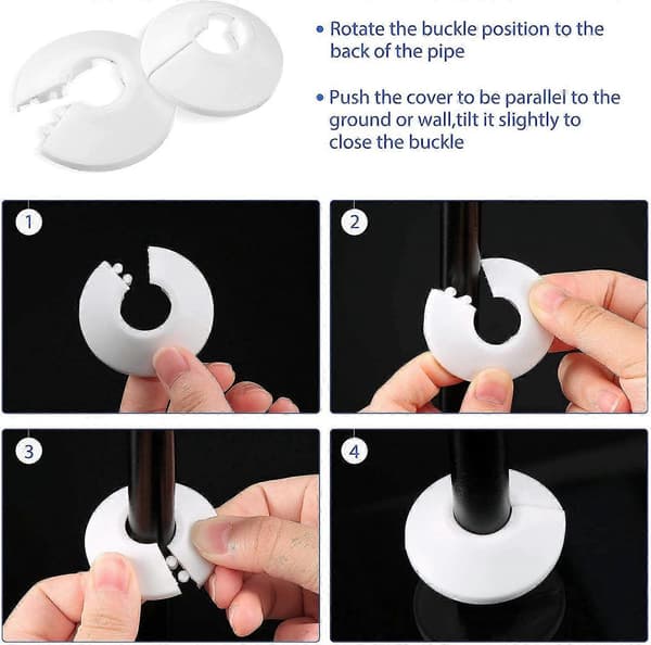 8 Stycken Radiatorrör Vit Kåpa Vit Plast för 16 mm Diameter Rör