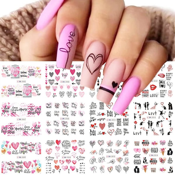 Valentine Nail Stickers Heart Water Transfer Nail Art Sticker