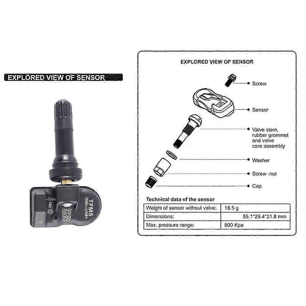 4 stk. Programmerbar MX Sensor TPMS Dekktrykksensor 315MHZ 433MHZ Universal 2 i 1 Reparasjon