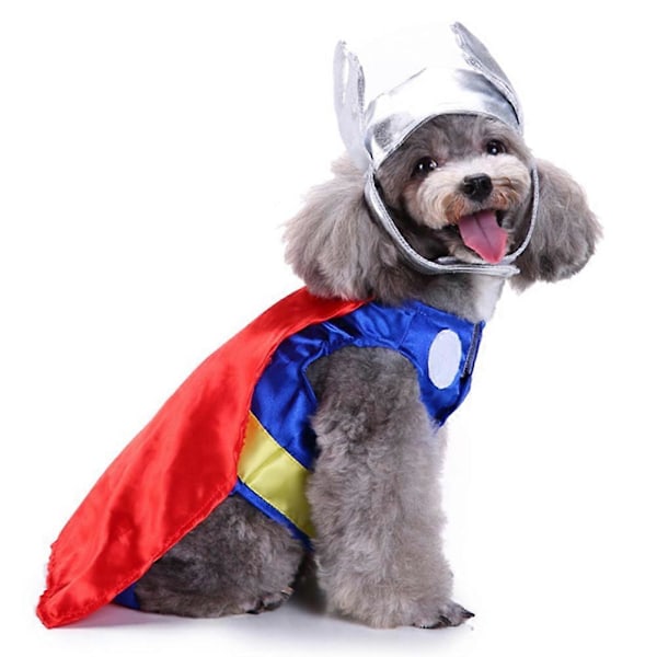 Halloweenkostym för husdjur, hund, cosplay-kläder för hundar, silver, storlek L, set
