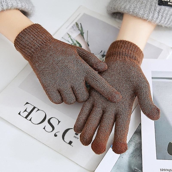 Kvinnors stickade vinterhandskar Cashmere stickade kvinnor Höst och vinter Varma tjocka handskar Pekskärms skidhandskar Dark grey