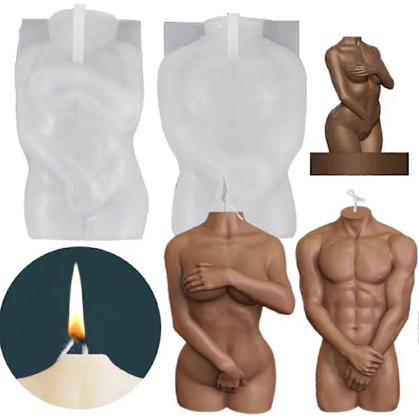 Silikoneform til kropslys, 2 stk. 3D-form til kropsformede lys, Lysforme til Diym H