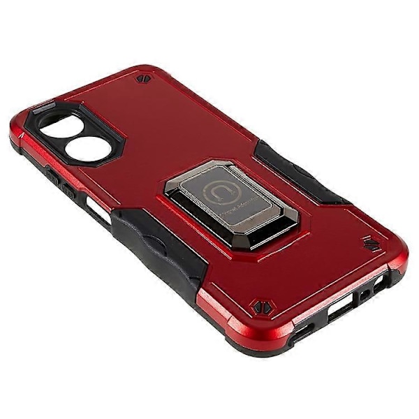 Kompatibelt Skal för Oppo A17 4G Anti-drop, PC + TPU Skyddsskal med Ringstativ Red