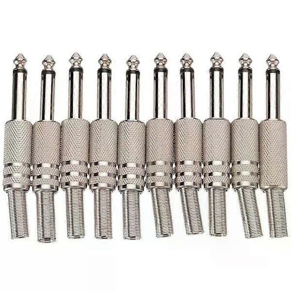 635 mm:n mono-vahvistinpistoke 1/4 tuuman uros mono monauraalinen liitin äänikaapelin liitin mikrofonin ääniliittimet 10 kpl