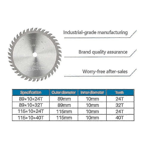 40T Kovametallikärkinen sahanterä 115mm pyörösahanterä puulle terä C
