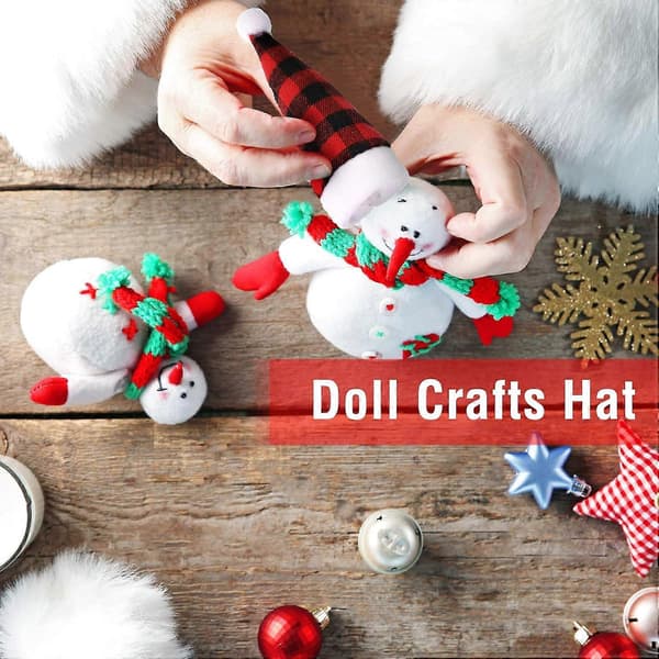 50 stycken Mini Julhatt, 2 Storlekar Mini Buffelrutig Tomtehatt, Mini Juldocka Hantverk Hatt för Julgransprydnader Koppflaskor Omslag DIY
