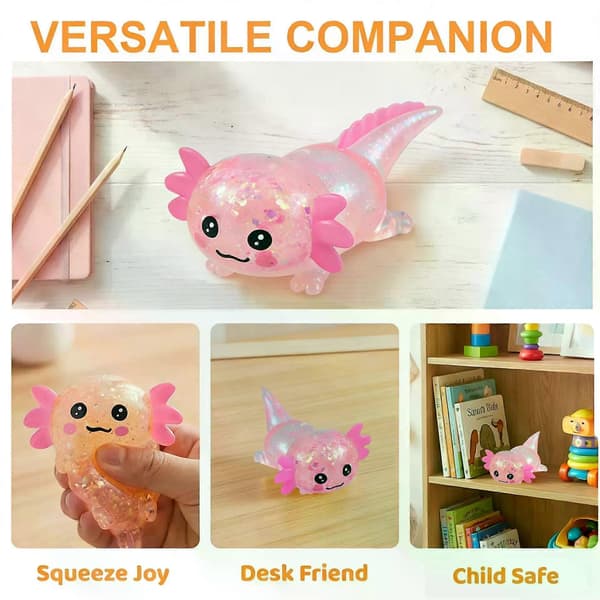 3 st Squishy Fidget Leksaker, Söt Axolotl Sensorisk Squishy Stressavlastningsleksak Socker Stressbollar, Kläm- och Sträckleksaker för Födelsedagsfester Set B