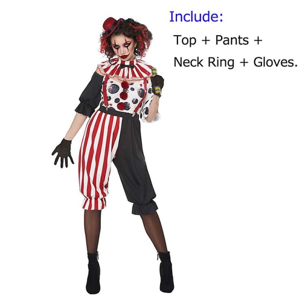 Carnival Halloween Lady Zombie Clown -asu Hullu Evil Pennywise Jester Playsuit Cosplay Fancy Juhlamekko L