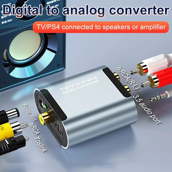 Audio Dekoder Konverter Koaksial Optisk Fiber Digital Lyd Til Analog 3.5 Jack L/r Rca Spdif Stereo