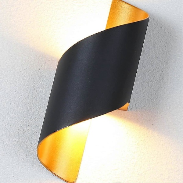 Moderne Indendørs Væglampe 10w Udendørs Spiral Op Ned Metal Væglampe 3000k Varm Hvid Led Væglampe Til Bar, Soveværelse, Køkken (sort) [energi C