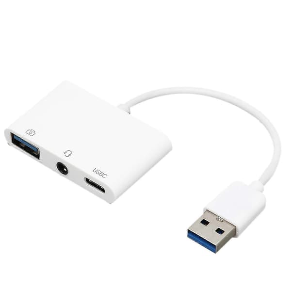 Headset Oplader Adapter Multifunktionel Opgraderingsoplevelse 3 i 1 Han til Hun USB3.0 til 3,5 mm Adapter