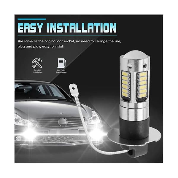 4st H3 Super Starka LED Dimljus DRL Glödlampor Kit 6000k Vit