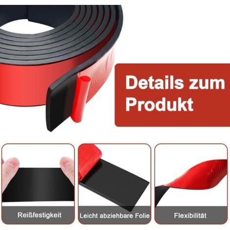 1 Selvklæbende Gummibånd, 25mm x 3mm x 4,5m, Sort EPDM Materiale, Til Tætning