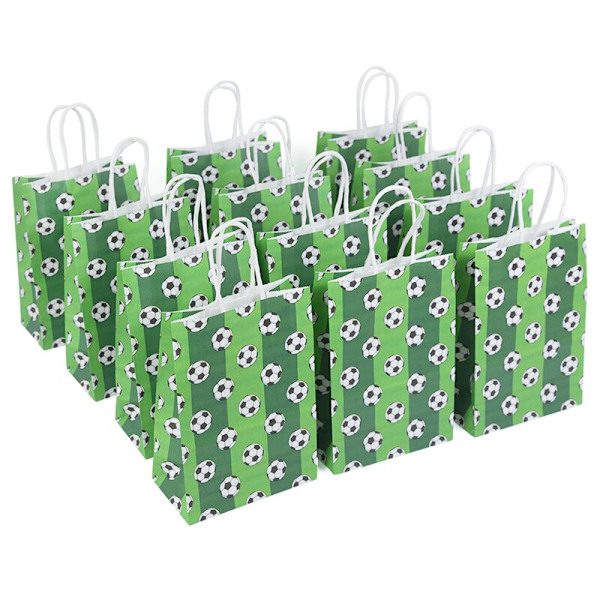 World Soccer Party Favors Taske Treat Candy Bags Goodie Bags til fødselsdag Fodbold Temafest Gaveposer med Twist Slips B01-6PCS