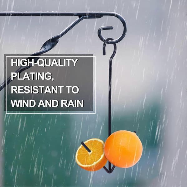 Oriole fuglefoderbræt, hængende orange frugtfoderbræt med krog, sort frugtholder til udendørs have terrasse (2 tænder) 2PCS