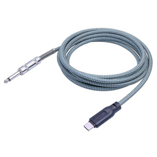 6,35 mm Han till USB Typ-C Han Gitarr Ljudkabel 1/4 tum till USB-C Inspelningskabel Gitarr till USB C R