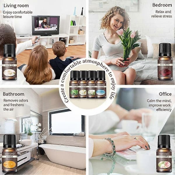 10 ml aromaterapi eterisk olje oljeløselig diffusor vokslys A4I1 white tea 10ml