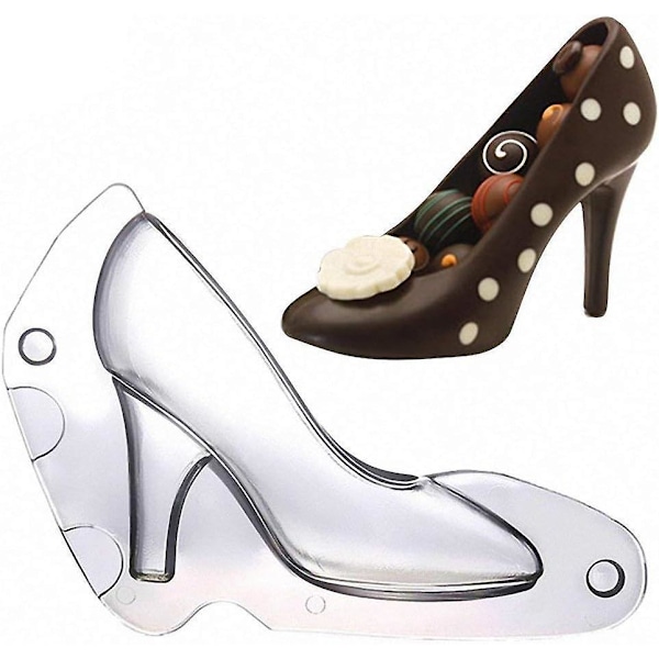 Comkit 19 cm Lang Høj Hæl Sko Form Chokoladeform, 3D Stereo Polycarbonat Chokolade Fondant Slik Kage Gelé Dekoration Støbeform
