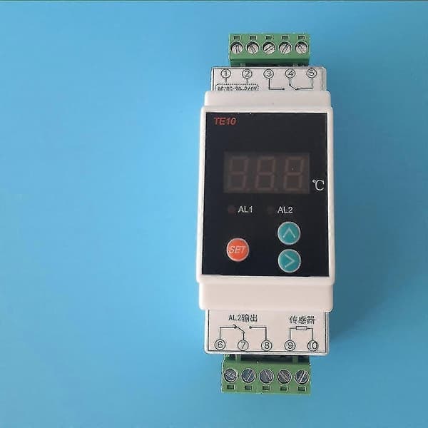 Temperaturlarmkontroller med sensor digital DIN-skenatermostat 2-vägsrelä