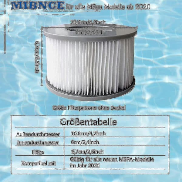 8 x Premium Kvalitets Udskiftningsfilterpatroner Kompatible med Mspa Spabade & Spa Pools-e