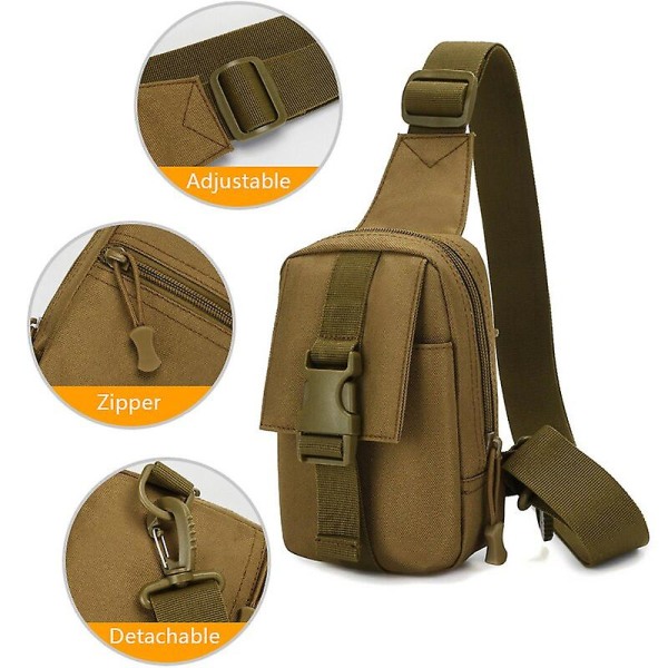 Tactical Chest Bag Military Trekking Pack Edc Sports Bag Skuldertaske Crossbody Pack Assault Pouch Til Vandring Cykling Campinga Tan