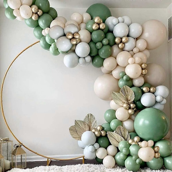 Grøn Ballonguirlande Bue Kit - 154 stk. Avocadogrøn Ballon med Blush Balloner Guld Balloner og Macaron Grå Balloner til St. Patricks Day Dekoration