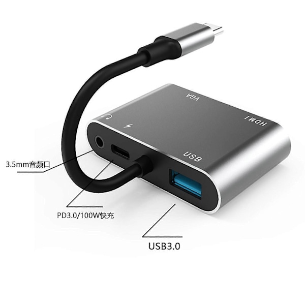 Type-C til med Audio Type-C til HDMI 5-i-1 til Alle Typer Laptop Docking