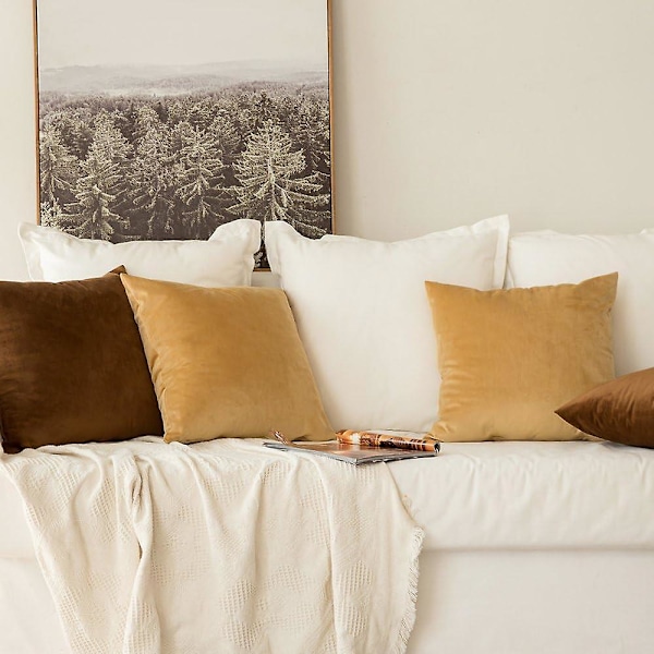 2 Dekorative Puteromslag i Fløyel, Sofa Putetrekk Supermyk Myk Komfortabel Hjemmedekorasjon Stue Soverom For Sofa 50x50cm Gul