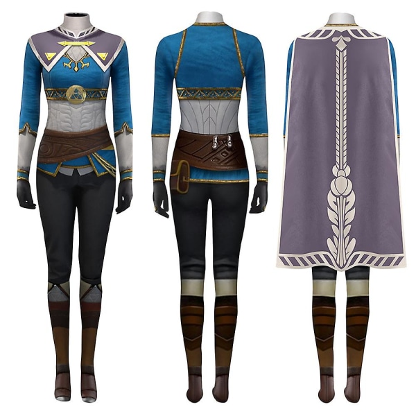 Linkki Cosplay-asu Tears Of The Kingdom Naiset Tyttö Roolipeli Naamio Jumpsuit Cape Adult Halloween Carnival Party Suit 170