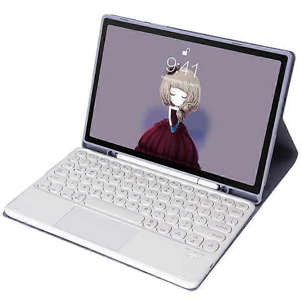 YT098B-A Yhteensopiva iPad Air (2020) / (2022) Pyöreät näppäimet Langaton Bluetooth-näppäimistö kosketuslevyllä, ihoa myötäilevä iskunkestävä jalusta Purple
