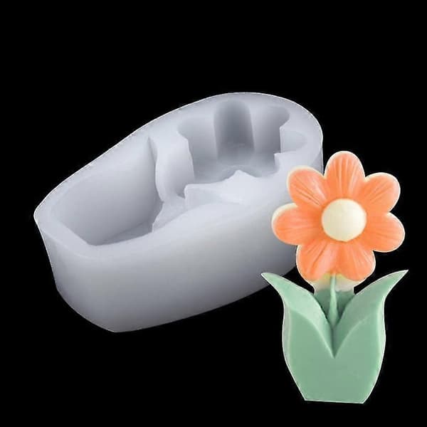 Stearinlysform Sikker Klar Tekstur DIY 3D Blomst Aromaterapi Stearinlys Silikonform for Håndverk