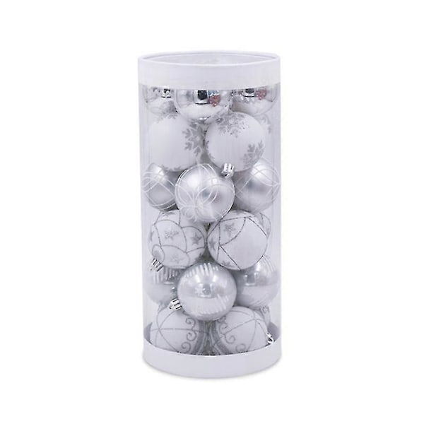 24 st Julkulor Multistil Krossäkra PVC Snöflingemönster Julgranskulor Festtillbehör