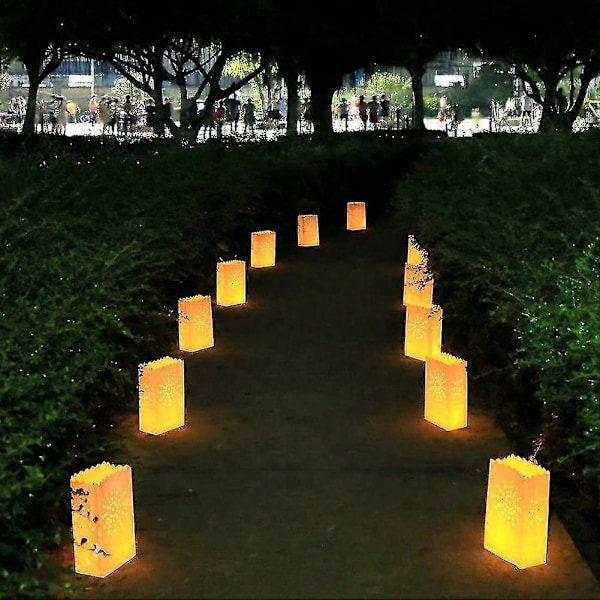 50 stk Hvide Luminaryposer, Flammebestandige Lysposer, Sol Design Luminaries Til Bryllup, Fest