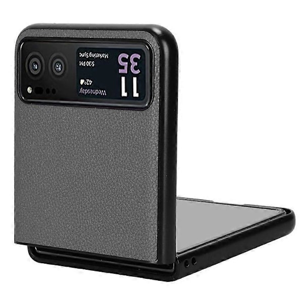 Kompatibelt för Motorola Razr 40 5G PU Läder+PC Kortplats Skal Litchi Textur Stöttåligt Mobilskal Grey