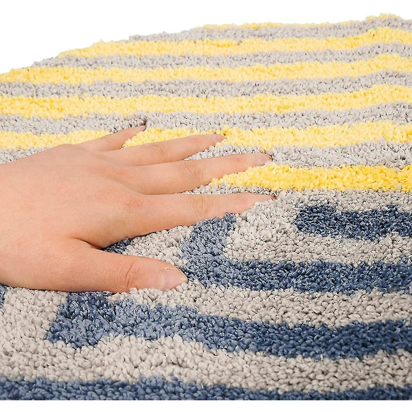 Tflycqsoft Fluffy Microfiber Oval kylpyhuonematot Liukumaton, vahva vettä imevä kylpymatto (siniset ja valkoiset raidat, 18"x26")