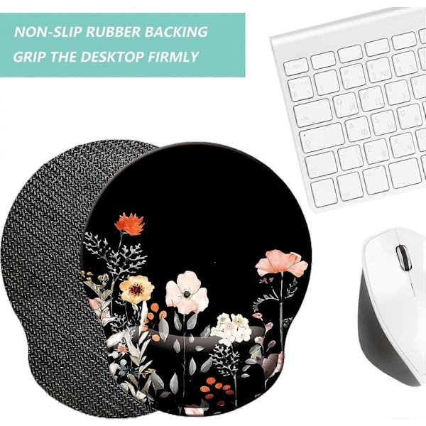 Musmatta med handledsstöd, Ergonomisk musmatta med handledsstöd i memory foam, Halkfri gummibas för gamingmusmatta för hemmakontor dator L