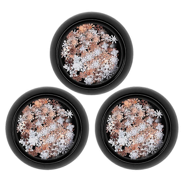 3 Ask Snöflinga Nagelpaljetter 3D Jul Nagelglitter Paljetter Snöflinga Flakes Nagelkonst Dekoration för Vinter Jul Thanksgiving Festival
