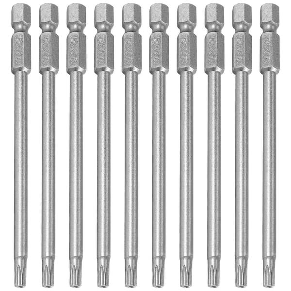 10 st 100 mm Längd 1/4 tum Hex T20 Torx Säkerhetsskruvmejsel, Silvergrå
