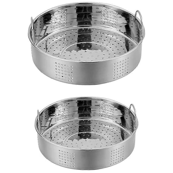 Ångkorg för mat Jämn uppvärmning Snabb ångning Silver 27X27X6.3CM 2st