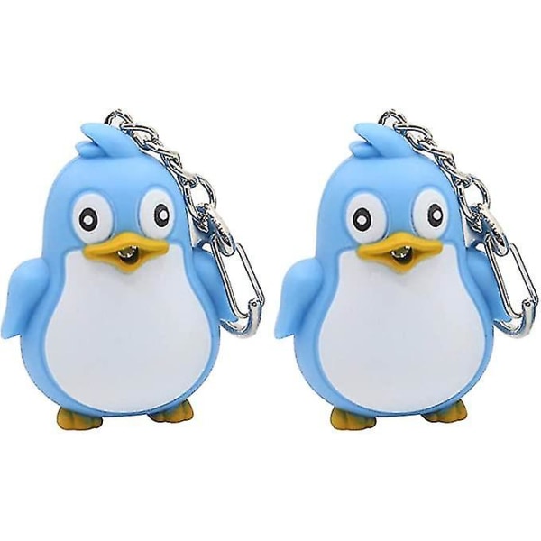 Pakkaa 2 pingviini-avaimenperää LED-valoilla ja -äänillä lasten leluilla Blue