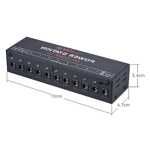 Mini Strömförsörjningsstation 10 Isolerade DC-utgångar för 9V 12V 18V Gitarrpedaler med Strömkablar