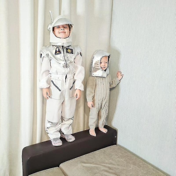 Barn Astronaut Kostym Rymddräkt Äventyr Lyx Jumpsuit Pojkar Flickor Halloween Cosplay Kostymer L(130-140CM)