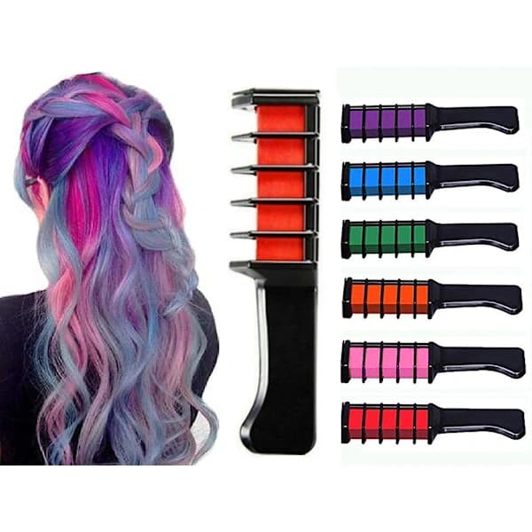 6-pack Kritkammar / Hårkritor - Tillfällig hårfärg Multicolor multifärg