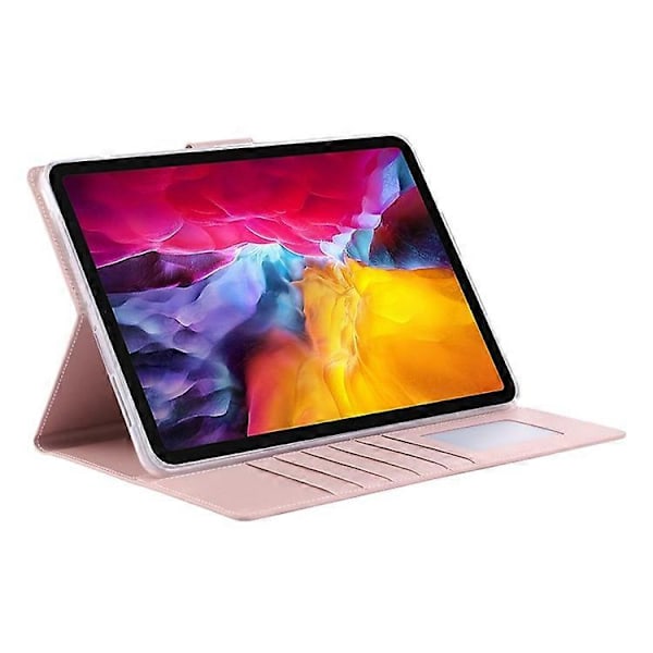 HANMAN Mill Series Kompatibel med iPad Pro 11-tum (2018) / (2020) / (2021) / iPad Air (2020) / (2022) Stöttåligt PU Läderfodral PinkGold